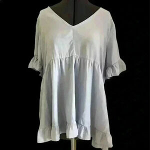 White Birch Light Blue Flared Loose Top Womens Medium